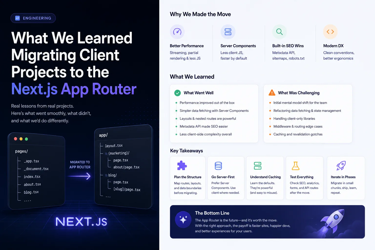 Diagram comparing the Next.js Pages Router folder structure to the App Router structure